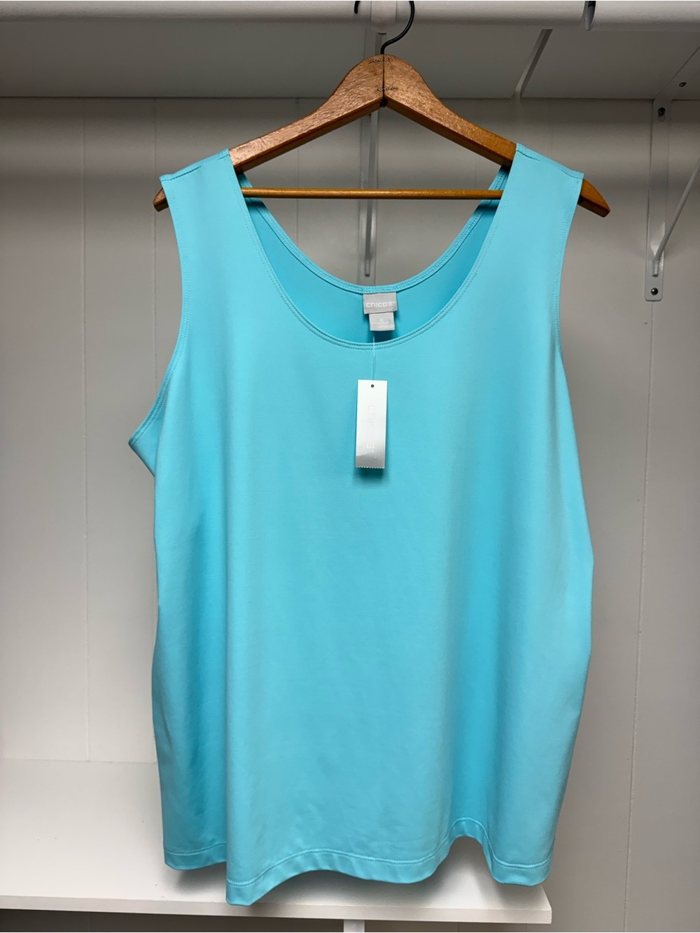 Chico's Microfiber Contemporary Tank Basic Knit Clear Aqua Chico Size 4